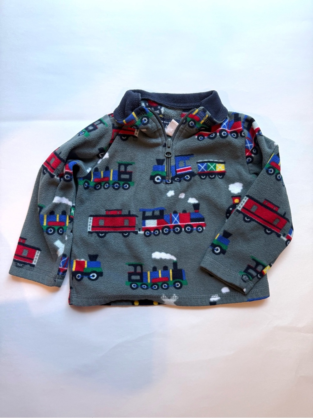 Kids Grey Train Print Fleece Pullover-The Children’s Place